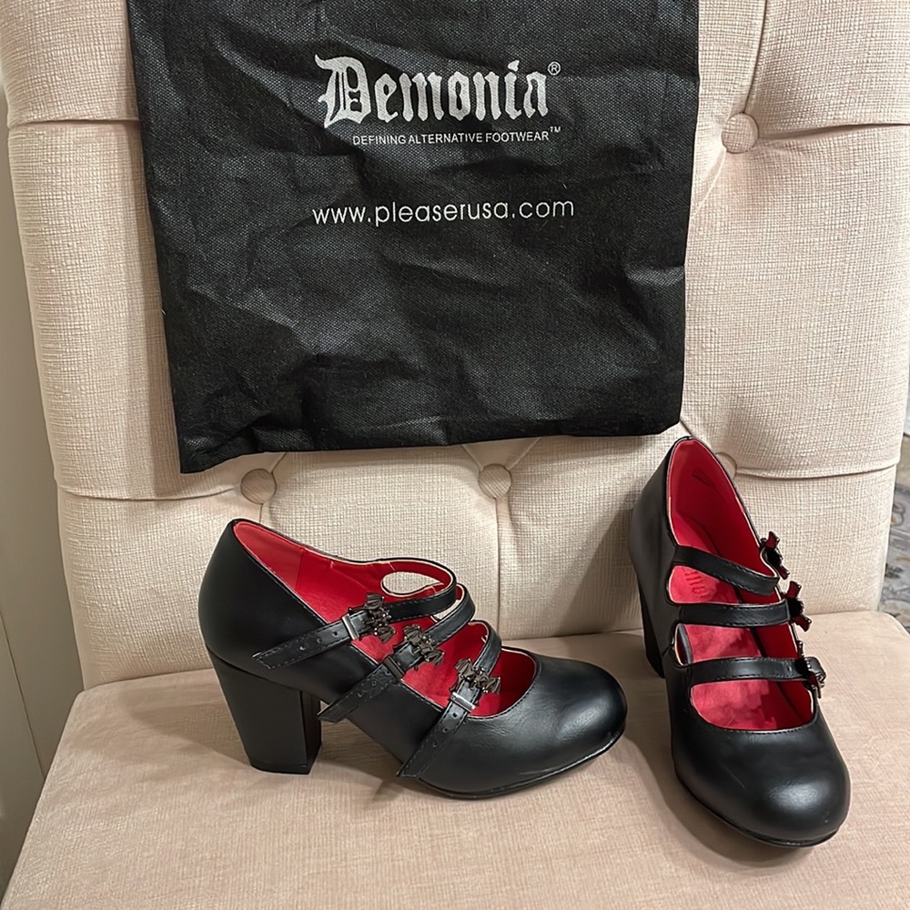 Demonia Vivika Bat Buckle Shoes